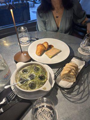 Escargot and Fois Gras appetizers