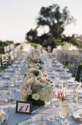 Estate wedding with beautiful table settings!