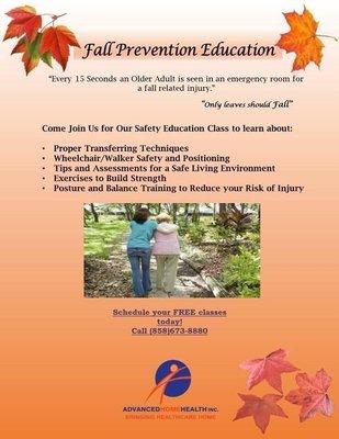 San Diego communityCall to schedule a Fall Prevention Class for your community today!