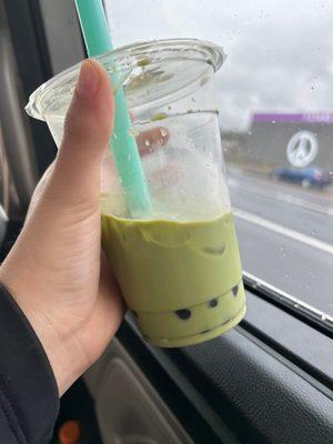 17. Matcha Green Milk Tea with boba