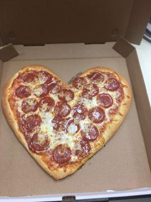 Heart shaped pizza available