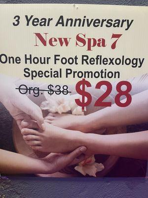 Price of Foot & Calf Massage;  one hour.