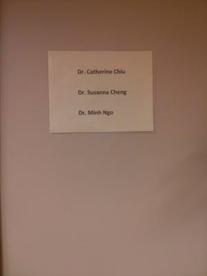 List of doctors in the office.