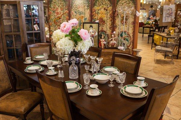 Dining table at Estates Consignments showroom in Pleasant Hill.