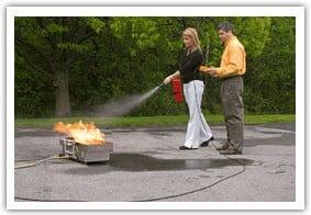 Live fire extinguisher training - safe, environmentally friendly with no powder mess