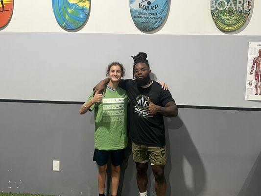 Zachary Kollar Rising Athlete, Liam, with trainer Akeem