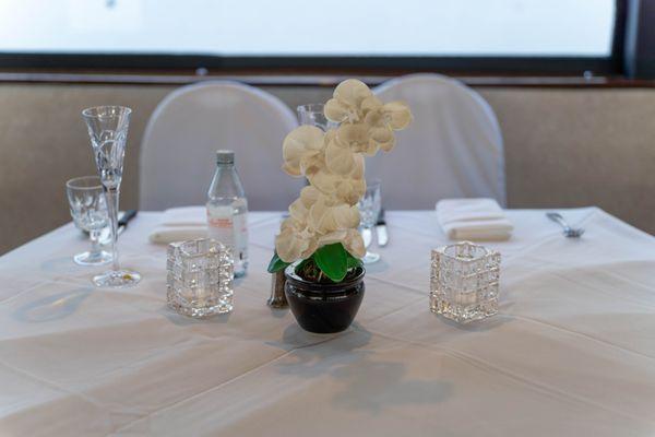 Table setting with standard linens. Photo by Ben Afrang Photography.