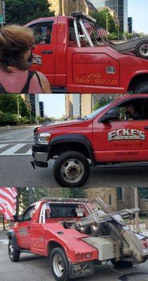 This tow truck driver tried to plow down peaceful protestors today downtown.