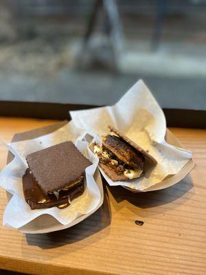 caramel mocha (L), carrot cake (R)