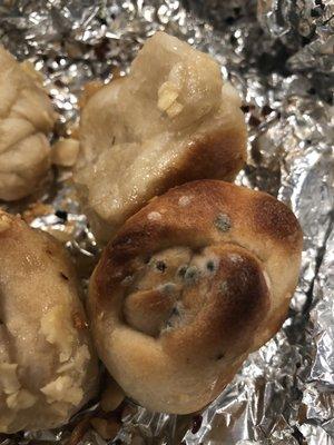 Garlic knots covered in mold