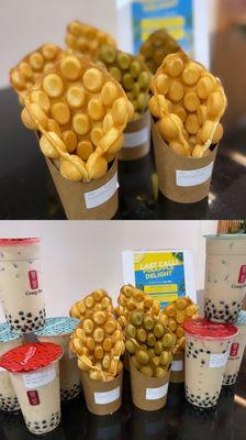 Bubble waffle, Pearl Milk Tea