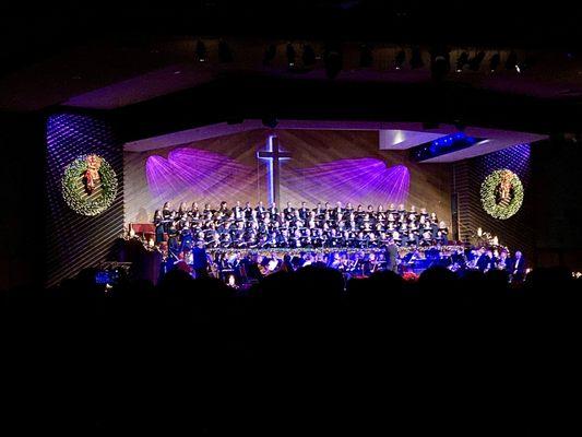 Orchestra and choir.