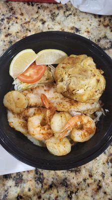 Broiled seafood platter