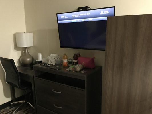 desk, TV, & wardrobe