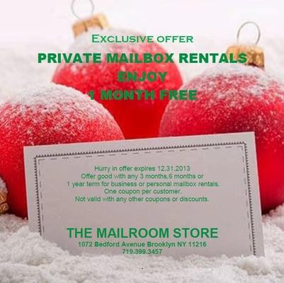 Holiday Campaign: 1 Month Free for Private Mailbox services