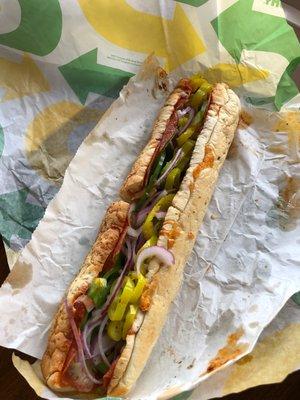 The sub didn't fall apart when unwrapped, unlike most Subway sandwiches you order.