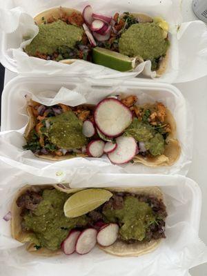 Tacos asada, Al pastor, pollo