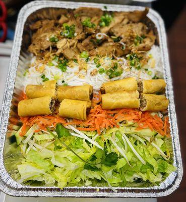 V3. Grilled Chicken Vermicelli with egg rolls - party tray