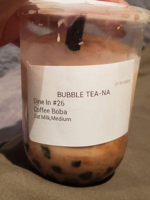 Coffee Boba Tea with oatmilk