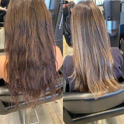 transformation on this beauty! soft balayage pieces to accent the look.