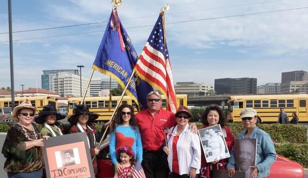 Mike Hennessy&members of American Legion Auxiliary,Veteran's Day Parade,San Jose, Nov. 2013.Mike generously donated car&driving!