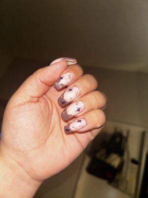 Nails by Vie (Vincent) all matte French tip,4 different colors, acrylic overlay on natural nails no tips