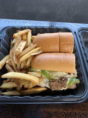 Cheesesteak with fries