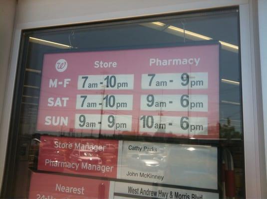 Store & Pharmacy hours