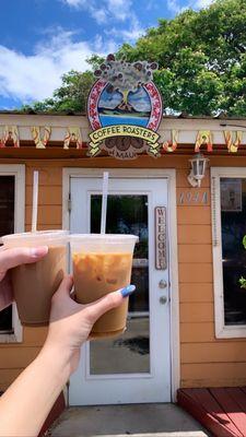 Latte with almond milk + toasted marshmallow syrup Frozen mocha