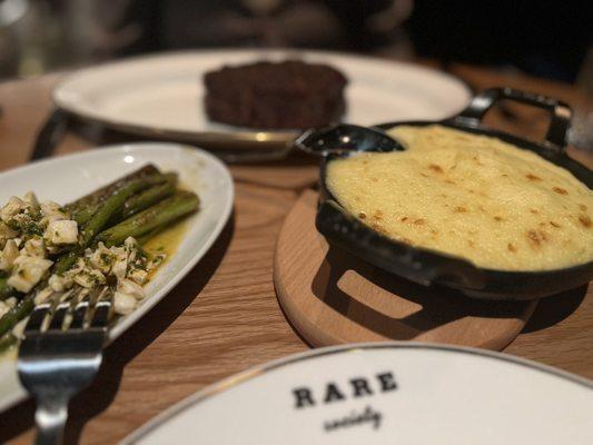 Asparagus, ribeye, whipped potatoes