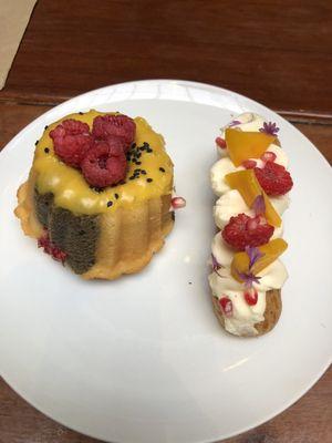 Passion fruit Bundt cake and fruit eclair. SO delicious!