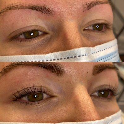 Lash lift and tint before and after