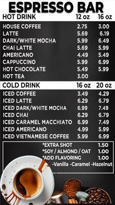 Espresso Menu