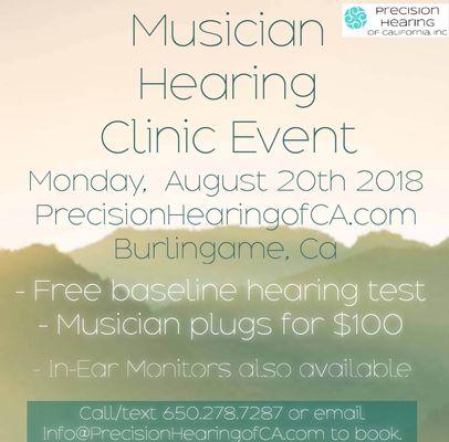 Precision Hearing would like to welcome up and coming musicians to this event!