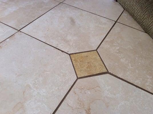 After picture of travertine with cracks filled and repaired