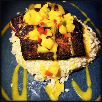 Blackened Mahi Mahi with coconut mango rice