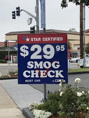 $29,95 + Cert+ ETF for 2000 and newer, 1999 and older add $10. We smog diesel.