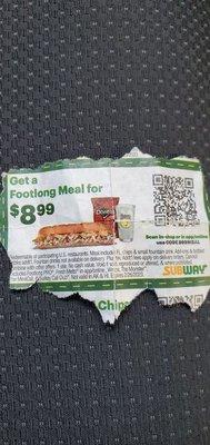 Why send coupons in the mail if the subways won't let u use them.