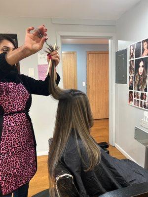 Hair color and trimming