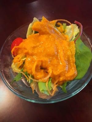 House salad. It comes with a yummy peanut sauce dressing!