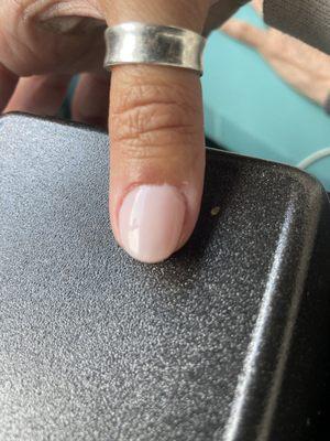 Cuticle nipped with file.