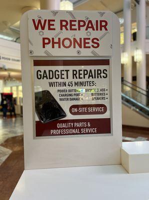 Gadget Repair services located conveniently at the center court in Stonestown Galleria Mall.