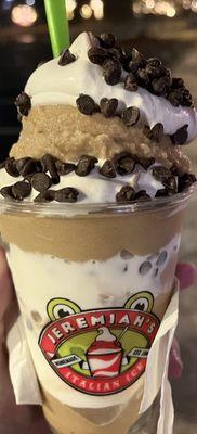 Caffe latte Italian ice with swirl frozen yogurt & chocolate chips