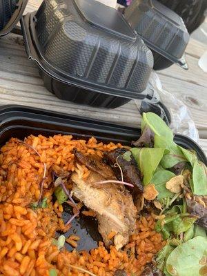 Yummm! BBQ chicken and red rice