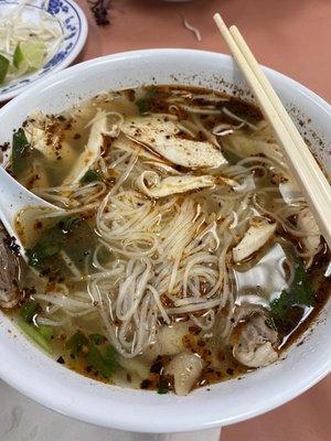 Pho ga with lots of chili oil