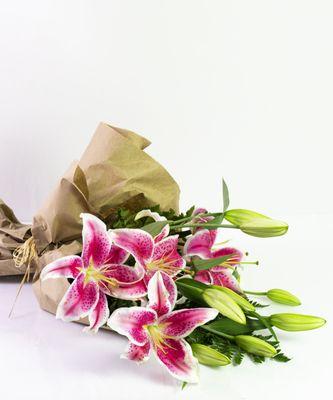 Wrapped Stargazer Lilies