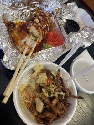 1. Chicken Teriyaki Bowl and 2. California Tempura Roll