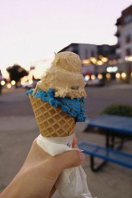 Blue Monster + Salty Caramel Truffle Waffle Cone (Medium)