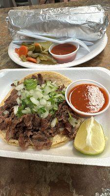 Carne Asada Taco (Asked them to cut the meat small / hot sauce separate) and Carne Asada Burrito (cut the meat small / hot sauce separate)