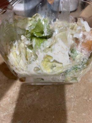 Caesar Salad Drenched in dressing